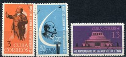 Y85 CUBA 1964 946-948. 40 Years Since The Death Of V.I. Lenin. Mausoleum. 1- Earth Satellite. Space - Usados