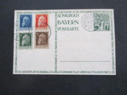 1911 AD Bayern Sonderpostkarte P91 Blankokarte Abgestempelt Mit 4 Werten Luitpold Stempel Nürnberg - Postwaardestukken