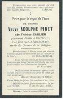 Souvenir Mortuaire - THERESE CARLIER Veuve ADOLPHE PIRET - CHIMAY 1828 / 1913 - Devotieprenten