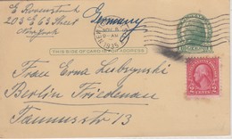 1935 New York Nach Berlin Friedenau , Postal Stationary , Ganzsache + Zusatzfrankatur - 1921-40