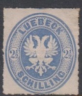 German States - Lubeck Scott 11 1863 Two And Half Shilling Ultra,Mint Hinged - Lübeck