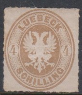 German States - Lubeck Scott 13 1863 Four Shilling Bister,Mint Hinged - Luebeck