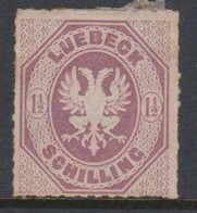 German States - Lubeck Scott 14  1865 One And Half Shilling Red Lilac,Mint - Lübeck