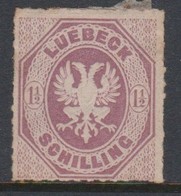 German States - Lubeck Scott 14  1865 One And Half Shilling Red Lilac,Mint - Lubeck