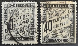 FRANCE 1882 - Canceled - YT 18, 19 - Chiffre Taxe 30c 40c - 1859-1959 Afgestempeld