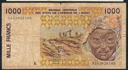 W.A.S. P711Kb 1000 FRANCS (19)92 VG - West African States