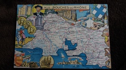 Delcampe - CPSM GEOGRAPHIQUE DEPARTEMENT DES BOUCHES DU RHONE ED PUBLIREX BLONDEL ROUGERY AU DOS PUB VERRULYSE - Landkarten