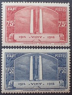 DF40266/1742 - FRANCE - 1936 - VIMY - N°316 à 317 NEUFS** - Cote (2020) : 72,00 € - Neufs