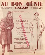 62-CALAIS- DEPLIANT PUBLICITAIRE MAGASIN AU BON GENIE VETEMENTS MODE COSTUME-LAVEUSE- CUISINIERE- POELE-LANDAU-CARILLON - Kleding & Textiel