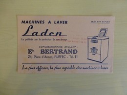 RUFFEC, Ets Bertrand, Machines à Laver Laden, Buvard Ancien, Ref 1837 ; BU 04 - Altri & Non Classificati