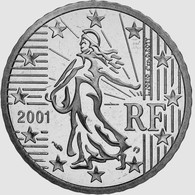 MONNAIE 50 CENTIMES FRANCE 2001 Euro Fautée COULEUR ACIER - Varietà E Curiosità