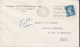 Perfin Perforé Lochung 'GT' GUARANTY TRUST COMPANY Of NEW YORK, PARIS Rue Hippolyte 1924 Cover Lettre Semeuse - Covers & Documents