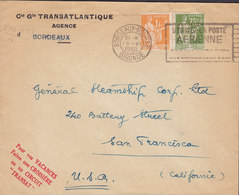 Perfin Perforé Lochung 'C.G.T.' & 'T.G.C.' Cie Gie TRANSATLANTIQUE, BORDEAUX-BOURSE 1930 Cover Lettre 2x Paix - Storia Postale