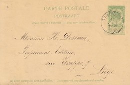 DDX 168 - La GAUME - Entier Armoiries TINTIGNY 1902 Vers LIEGE - Origine Manuscrite BELLEFONTAINE - Postkarten 1871-1909