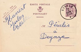 DDX 170 - La GAUME - Entier Petit Sceau ETALLE 1950 Vers DEYNZE - Expéditeur Jules Hanert - Briefkaarten 1934-1951