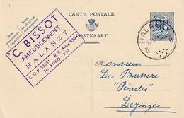 DDX 174 - La GAUME - Entier Lion Héraldique HALANZY 1952 Vers DEYNZE - Cachet Ameublement Bissot - Cartes Postales 1951-..