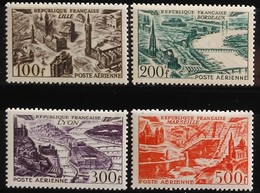 Francia: Año. 1949 - Aéreos, Serie Completa. 4/Val. ( Vistas Aérea De Ciudades ) - 1927-1959 Neufs