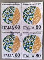 1981 - ITALIA REPUBBLICA  -  DISSESTO IDROGEOLOGICO -   VALORE LIRE 80 - QUARTINA - USATO - 1971-80: Used