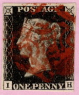 GBR SC #1 U (I,H) 1840 Queen Victoria 3+ Margins W/red Cancel CV $375.00 - Used Stamps