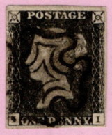 GBR SC #1 U (I,I) 1840 Queen Victoria 4 Margins W/black MC Cancel CV $350.00 - Used Stamps