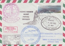 Polaire Sud-africain, 445 (Saldanha) Obl. CapeTown Le 17 II 82 Cachet Et Coord Sanae 7Jan82 Ms Agulhas23 + Helicopter - Covers & Documents