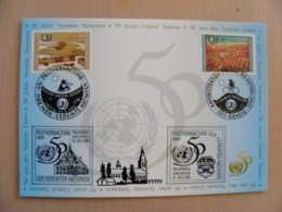 Sale! Post Card Uno United Nations Mixed Stamps Wien Geneve Special Cancels 1995 - Cartas & Documentos