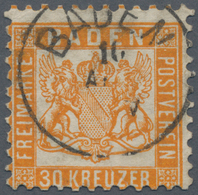 Baden - Marken Und Briefe: 1862, 30 Kreuzer Dunkelgelblichorange, Entwertet Mit K 1 BADEN, Lt. Kurzb - Otros & Sin Clasificación