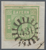 Bayern - Marken Und Briefe: 1850, 9 Kr. Blaugrün In Type II, Farbfrische Marke Vom Oberrand, Allseit - Other & Unclassified