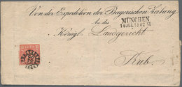 Bayern - Marken Und Briefe: 1862, 12 Kr. Rot, Dreiseitig Vollrandig, Oben Etwas Knapp, Mit Klarem OM - Other & Unclassified