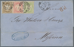 Bayern - Marken Und Briefe: 1868/70 Wappen 6 Kr. Geschnitten +1 Kr.u.3 Kr. Gezähnt Auf Brief Von Aug - Other & Unclassified