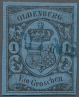Oldenburg - Marken Und Briefe: 1859, 1 Gr Schwarz Auf Blau, Mit Seltenem L 1 "MINSEN" Echt Und Tadel - Oldenbourg