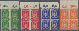 Deutsches Reich - Weimar: 1924, Flugpost Holztaube In Oberrand-4er-Blocks, Postfrisch, Mi. 6.000,- € - Unused Stamps