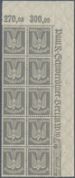 Deutsches Reich - Weimar: 1924, Flugpost Holztaube In Eckrand-10er-Blocks Rechts Oben, Postfrisch, M - Unused Stamps