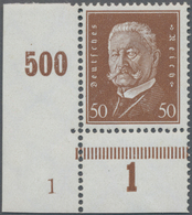 Deutsches Reich - Weimar: 1928, 50 Pfg. Reichspräsidenten Aus Der Bogenecke Links Unten Mit Formnumm - Unused Stamps