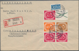 Bundesrepublik - Zusammendrucke: 1951, Drei Zusammendruck Kombinationen Auf Brief Per Einschreiben A - Se-Tenant