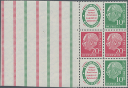 Bundesrepublik - Zusammendrucke: 1955, Heuss-Zusammendrucke RL 1 Und 2x RL 2 Postfrisch In 3er-Kombi - Se-Tenant