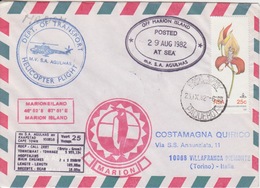 Polaire Sud-africain, 498 (Orchidée) Obl. CapeTown Le 23 IX 82 Cachet Marion Is. 29Aug82 Ms Agulhas25 + Helicopter - Covers & Documents