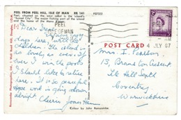 Ref 1357 - 1967 Peel Postcard - Peel Isle Of Man Krag Postmark - Isle Of Man