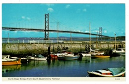 Ref 1358 - Postcard - Boats Forth Road Bridge From South Queensferry Harbour - West Lothian - West Lothian