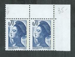 Liberté De Gandon No 2240 ; 70cts Bleu-violet ; Tache  Sur Le Timbre De Gauche - Storia Postale