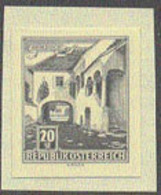 AUSTRIA (1961) Mörbisch Farmhouse. Black Proof. Scott No 618a, Yvert No 869aa. - Probe- Und Nachdrucke