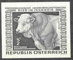 AUSTRIA (1967) Prize Bull "Mucki". Black Print, Centenary Of Ried Festival And Agricultural Fair. Scott No 795 - Prove & Ristampe