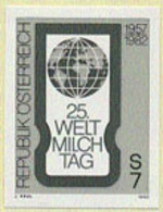 AUSTRIA (1982) Globe. Black Print. Scott No 1211, Yvert No 1534. 25th World Milk Day. - Probe- Und Nachdrucke