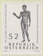 AUSTRIA (1968) Bronze Statue. Black Print. Scott No 816, Yvert No 1099. 20 Years Of Excavation On Magdalene Mountain - Proeven & Herdruk