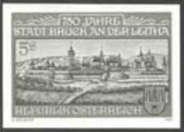 AUSTRIA (1989) Bruck An Der Leitha Commune. Black Print, 750th Anniversary, Painting By Vischer. Scott No 1451 - Proofs & Reprints