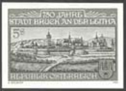 AUSTRIA (1989) Bruck An Der Leitha Commune. Black Print, 750th Anniversary, Painting By Vischer. Scott No 1451 - Ensayos & Reimpresiones