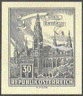 AUSTRIA (1962) Vienna City Hall. Black Print On Thick Paper. Scott No 688, Yvert No 950A. - Proeven & Herdruk