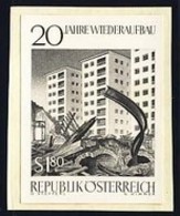 AUSTRIA (1965) Buildings. Black Print. Scott No 742, Yvert No 1015. 20 Years Of Reconstruction. - Probe- Und Nachdrucke