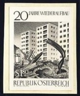 AUSTRIA (1965) Buildings. Black Print. Scott No 742, Yvert No 1015. 20 Years Of Reconstruction. - Prove & Ristampe