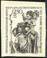 AUSTRIA (1975) St. Christopher. Black Print. Scott No 1011, Yvert No 1307. European Architectural Heritage Year. - Proofs & Reprints